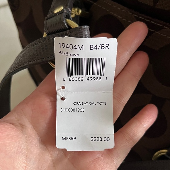 Coach Op Art Sateen Signature Brown Tote Bag - Picture 4 of 5